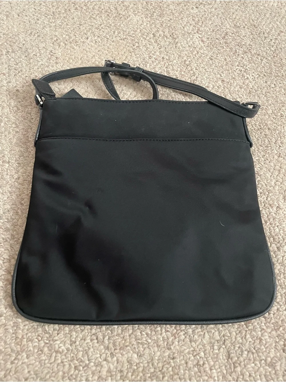 Michael Kors Black Nylon Crossbody Kelsey Bag with Silver Hardware